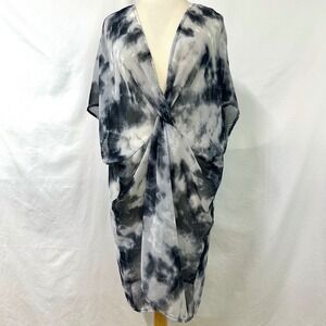 BETSEY JOHNSON Black Gray Tie Dye Twist Front Kaftan Swim Cover Up OS Pool Beach